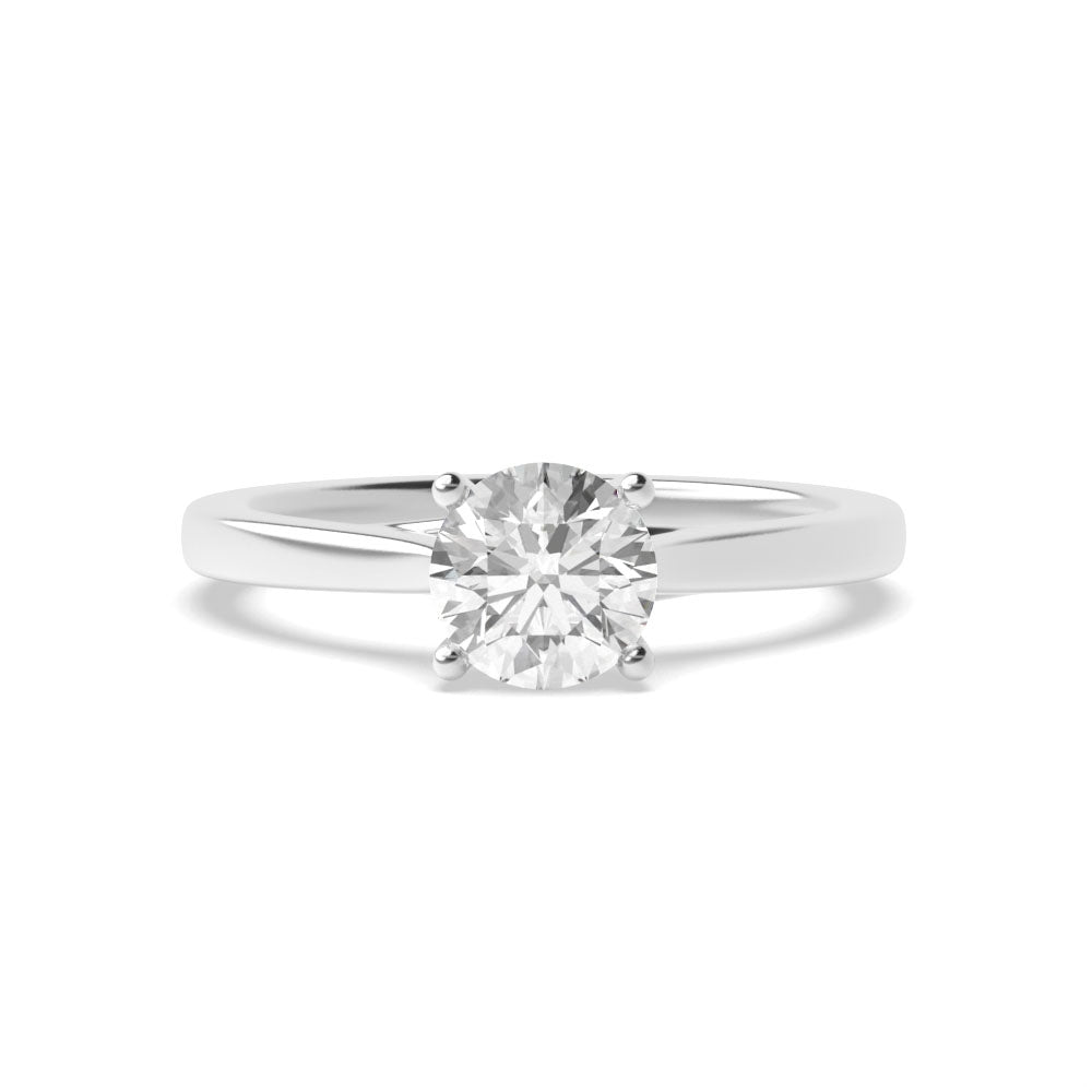 Low-Set Round Lab Grown Diamond Solitaire Engagement Ring with Crossover Claws