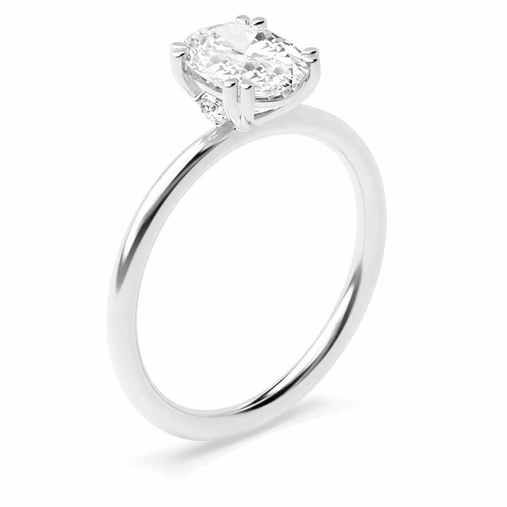 Oval Twin Claw Cathedral Solitaire Engagement Ring