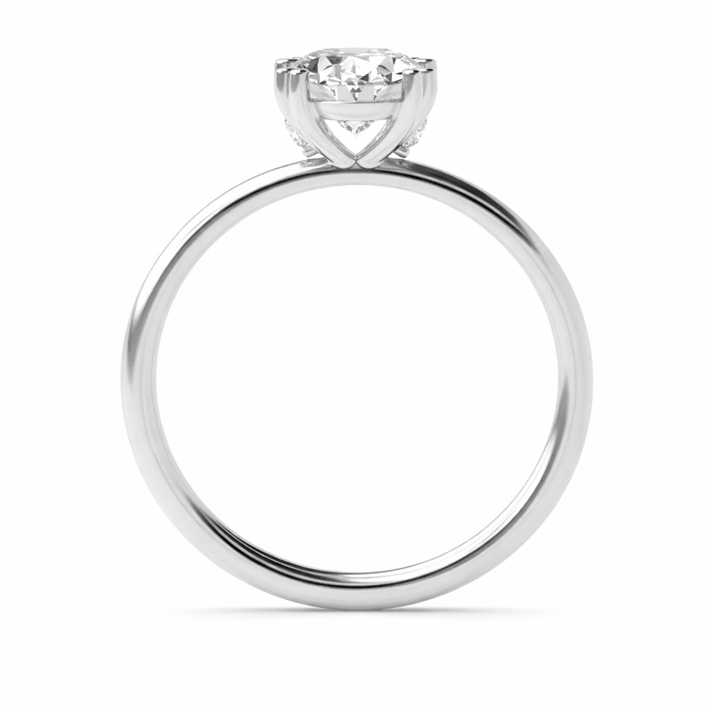 Oval Twin Claw Cathedral Solitaire Engagement Ring