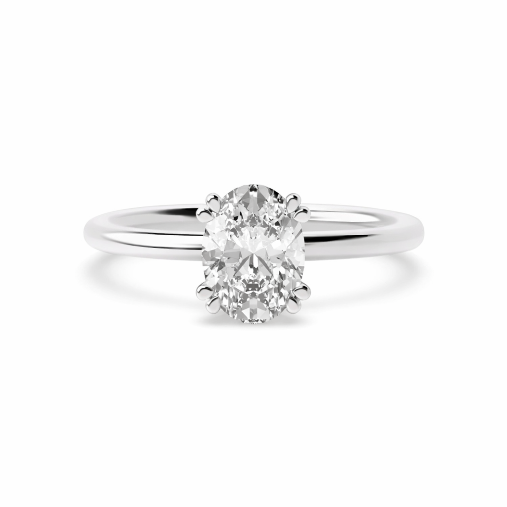 Oval Twin Claw Cathedral Solitaire Engagement Ring