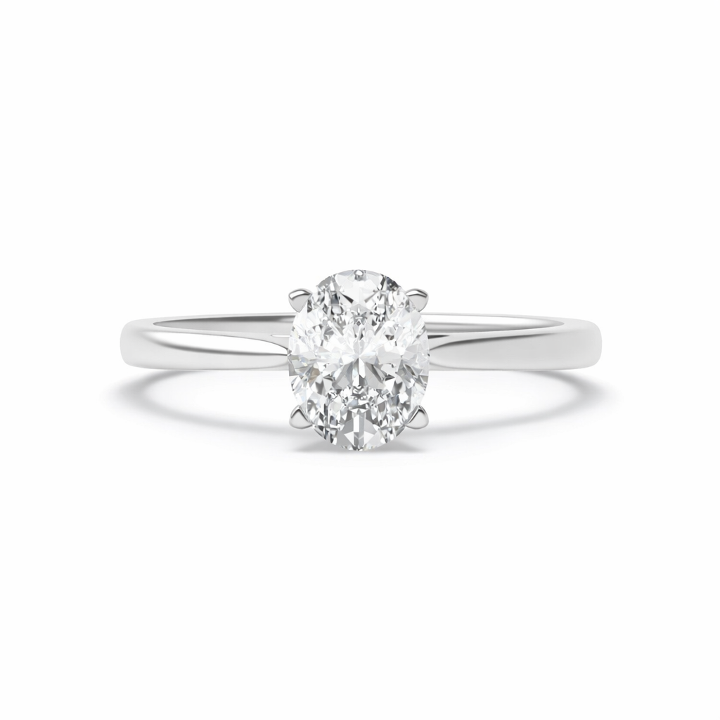 Oval Grace Cathedral Solitaire Engagement Ring