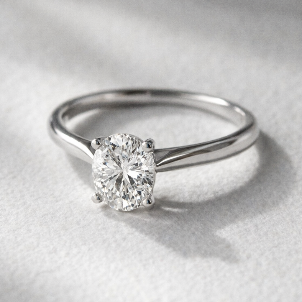 Oval Grace Cathedral Solitaire Engagement Ring