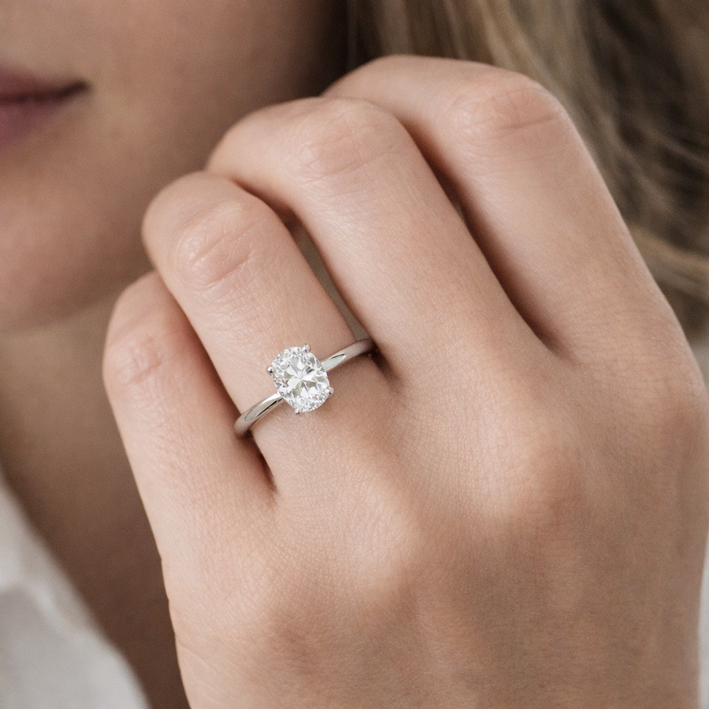 Oval Grace Cathedral Solitaire Engagement Ring