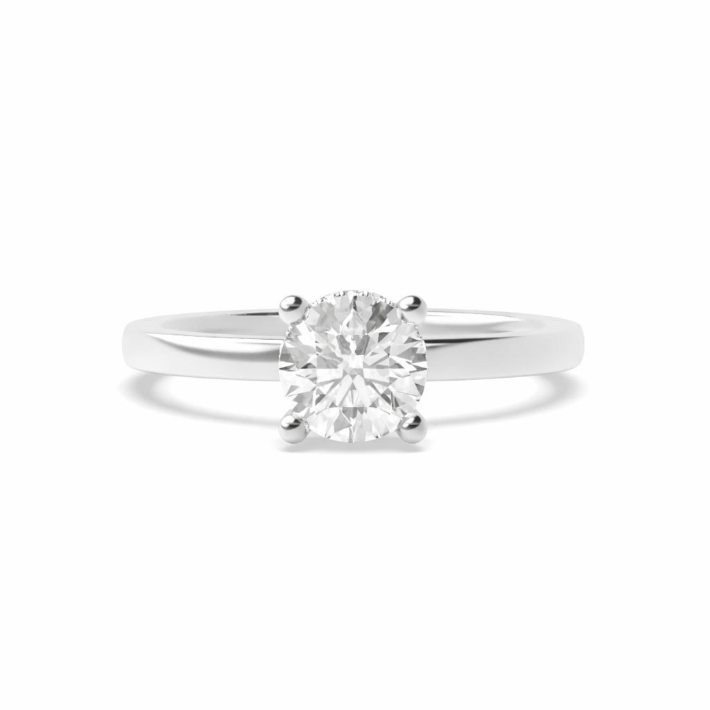 9K White Gold Oval Lab-Grown Diamond High-Set Hidden Halo Solitaire Engagement Ring