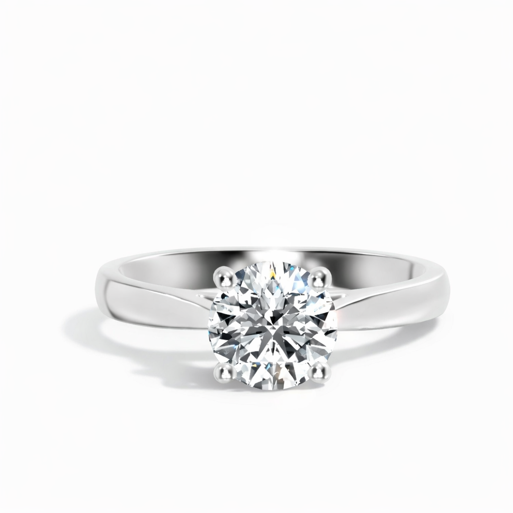 Classic Low-Set Round Lab-Grown Diamond Solitaire Engagement Ring · 18K White Gold