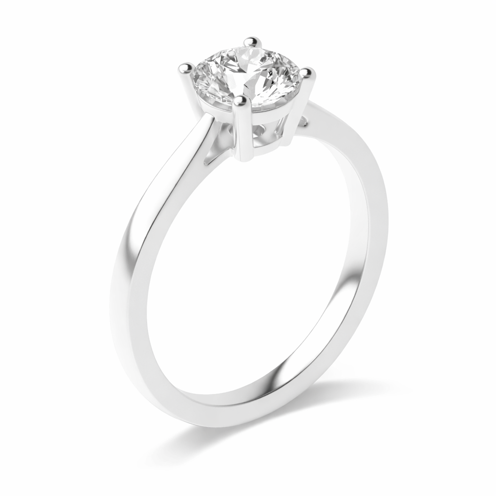 Classic Low-Set Round Lab-Grown Diamond Solitaire Engagement Ring · 18K White Gold