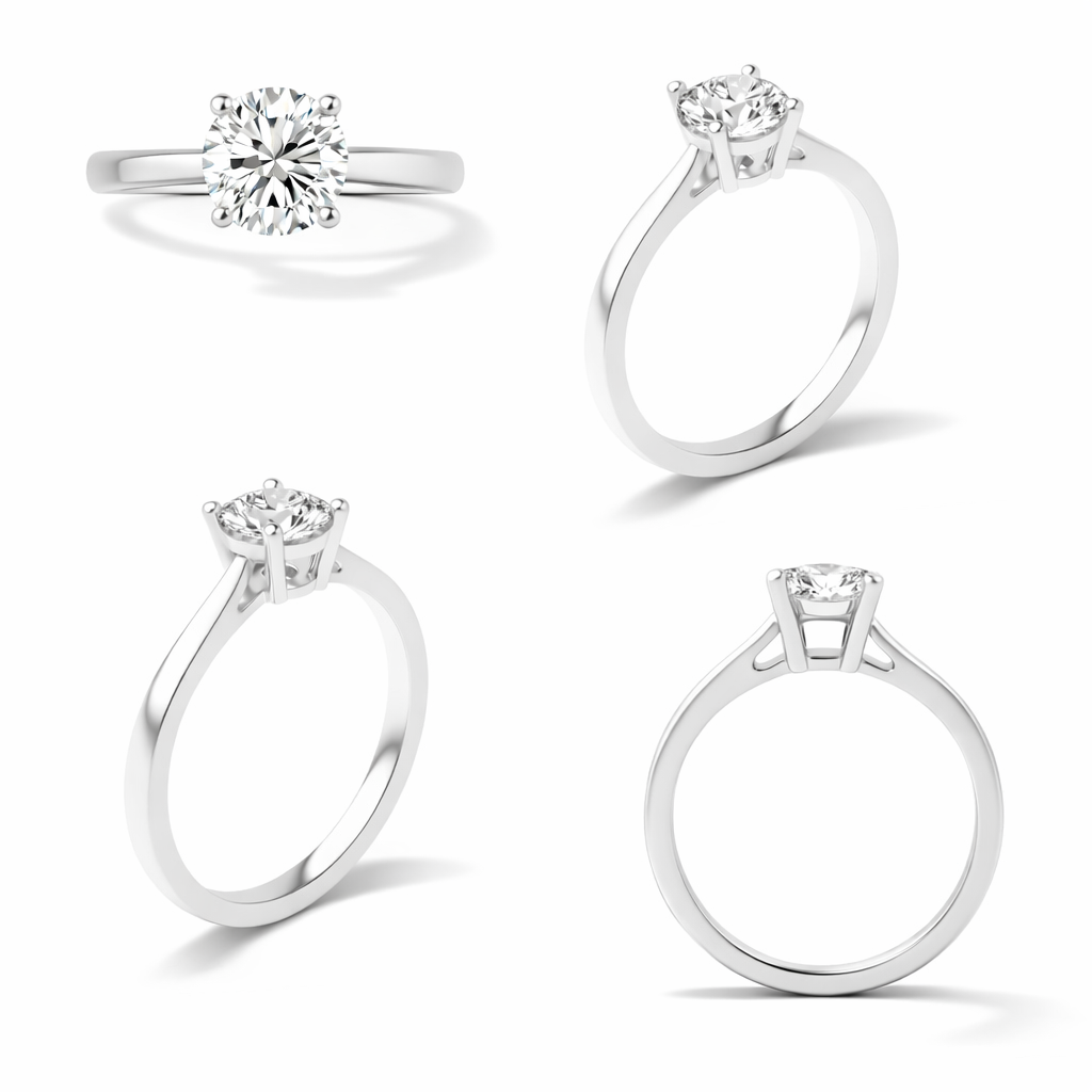 Classic Low-Set Round Lab-Grown Diamond Solitaire Engagement Ring · 18K White Gold