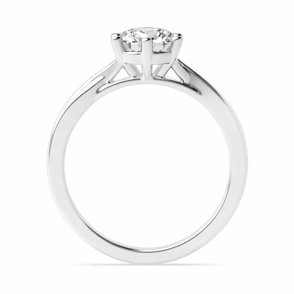 Classic 6-Prong Round Lab-Grown Diamond Solitaire Engagement Ring with Crossover Shoulders