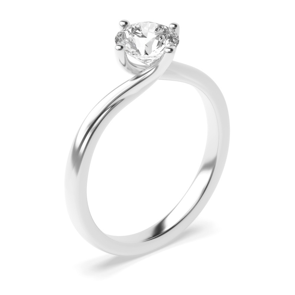 9K White Gold Twisted Band 4-Prong Round Lab-Grown Diamond Engagement Ring