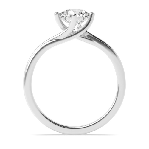 9K White Gold Twisted Band 4-Prong Round Lab-Grown Diamond Engagement Ring